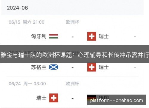 雅金与瑞士队的欧洲杯课题:心理辅导和长传冲吊需并行 雅金与瑞士队的欧洲杯课题:心理辅导和长传冲吊需并行